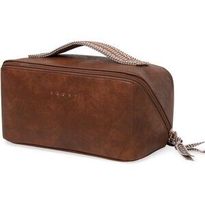Women AH-Brown Large Capacity Cosmetic Travel Makeup Waterproof Portable Bag